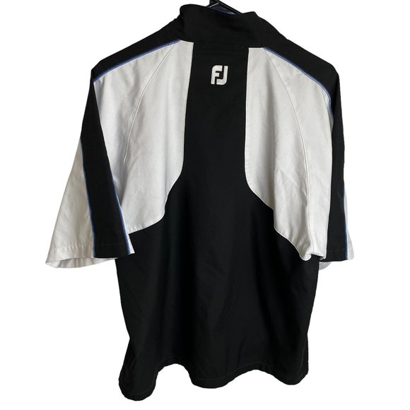 Footjoy Windshirt 1/2 Zip Mens Size Medium SS Blue Black White Zip Pockets - Picture 7 of 7